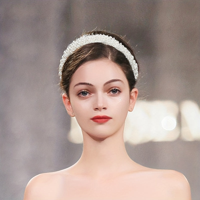 Faux Pearl Beads Wide Brim Headband Hair Accessories