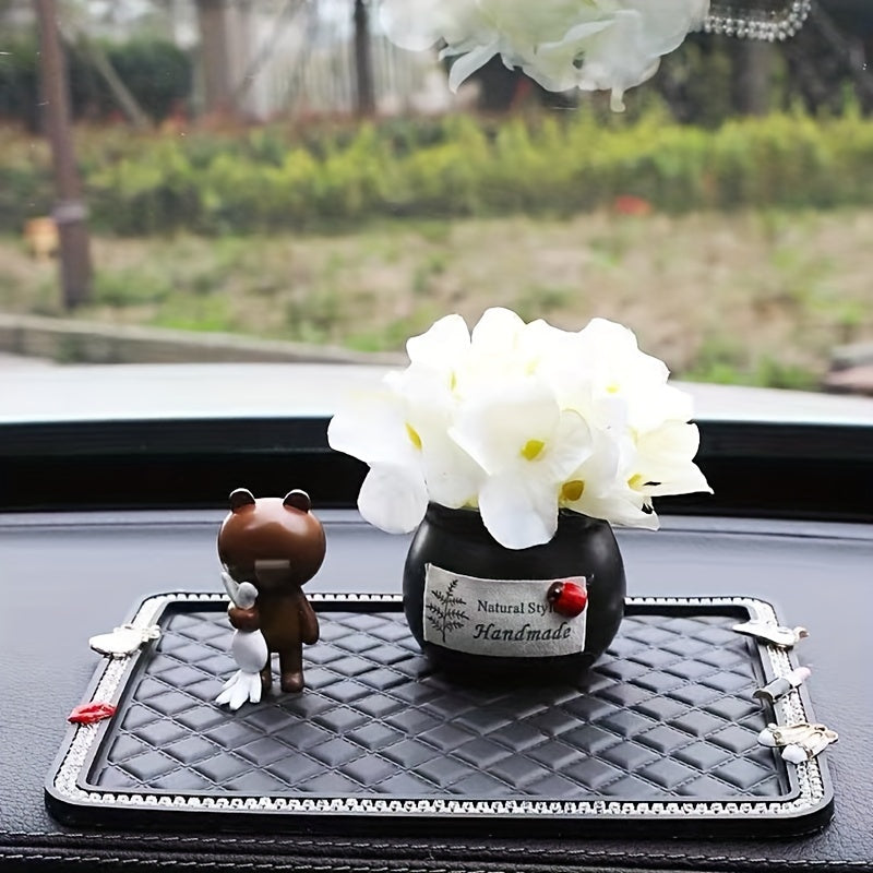 1pc Car Rhinestone Non-slip Mat Phone Keychain DIY Decoration