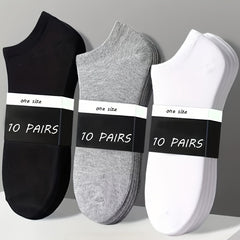 5-10 Pairs Ankle Socks Men Women Breathable Sports Low Cut Solid Socks