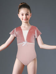 Girls Comfy Short Sleeve Dance Leotard Gymnastics Suit