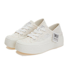 Women's Thick Bottom Mesh Sport Shoes Lace Up Board Shoes