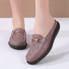 Women's Hollow Out Mules Slip On Outdoor Shoes Women's Leather Shoes