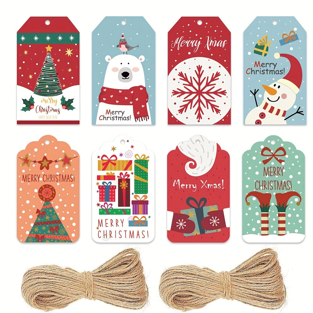 50pcs Merry Christmas Gift Label Hanging Paper Santa Claus DIY Card For Envelope