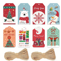 50pcs Merry Christmas Gift Label Hanging Paper Santa Claus DIY Card For Envelope