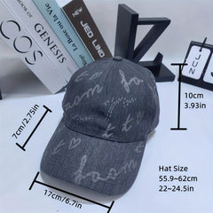 Letter Print Washed Denim Baseball Cap