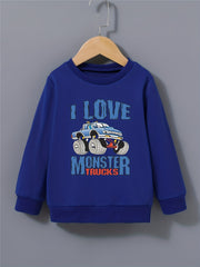 Kid's Sweatshirt Cartoon Vehicle Letter Print Top for Spring Fall