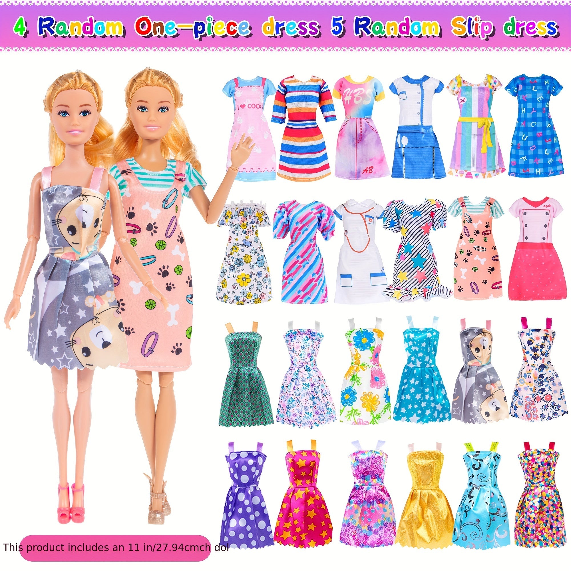 50pcs 11.5 Inch Girl Doll with Clothes Accessories - Doll Coat Princess Gowns Dr