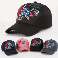 Y2K Flower Embroidery Baseball Cap Ice Silk Sun Hat Adjustable Dad Hats Women