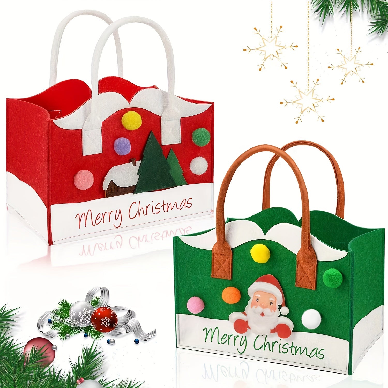 Christmas Felt Handbag Large Capacity Gift Bag Cartoon Storage Bag