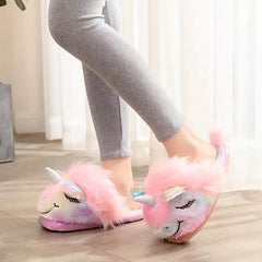 Women's Unicorn Slippers Plush Slip On Shoes Cozy Home Footwear