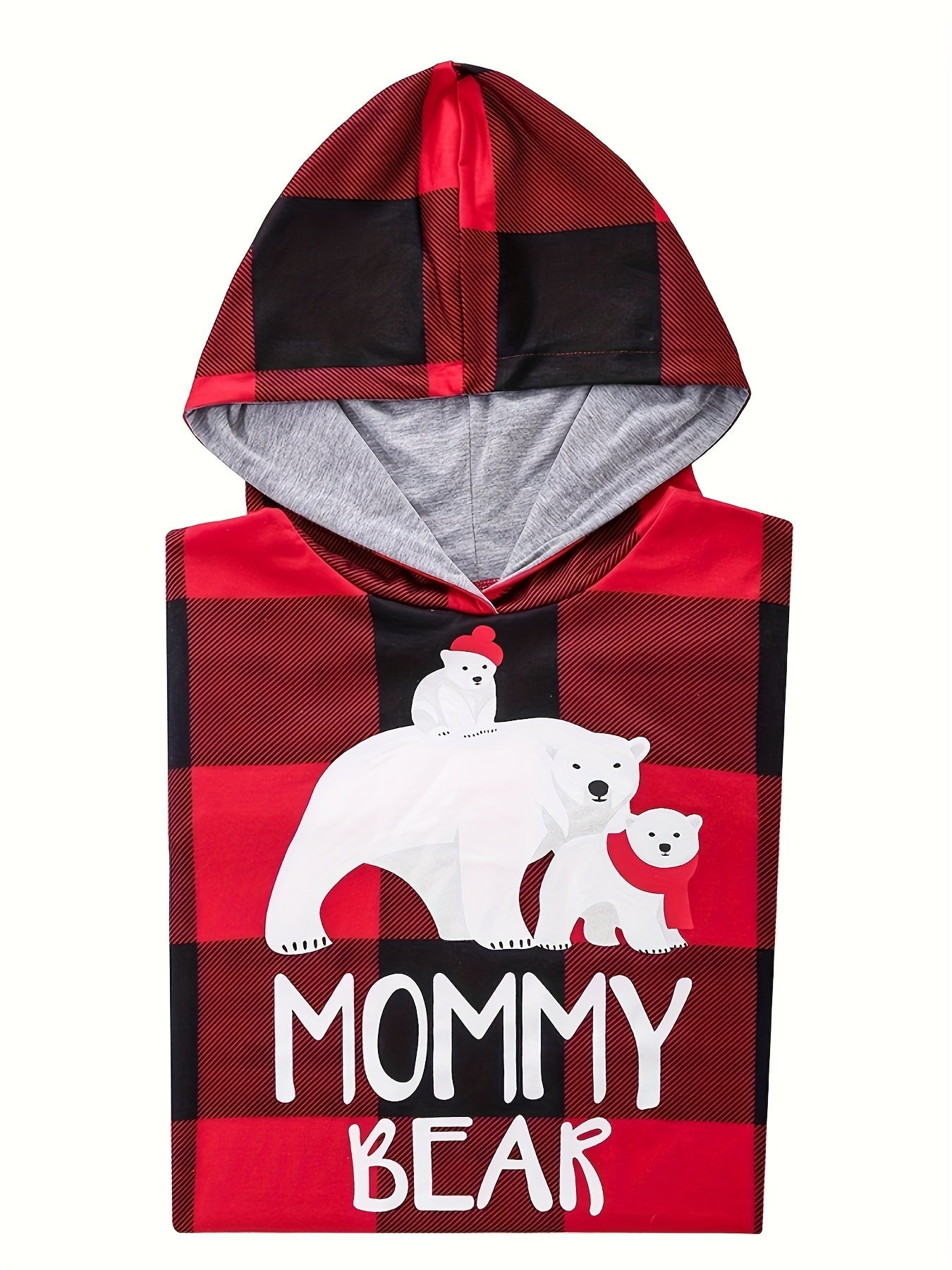 Christmas Hooded Top & Plaid Pants Pajama Set