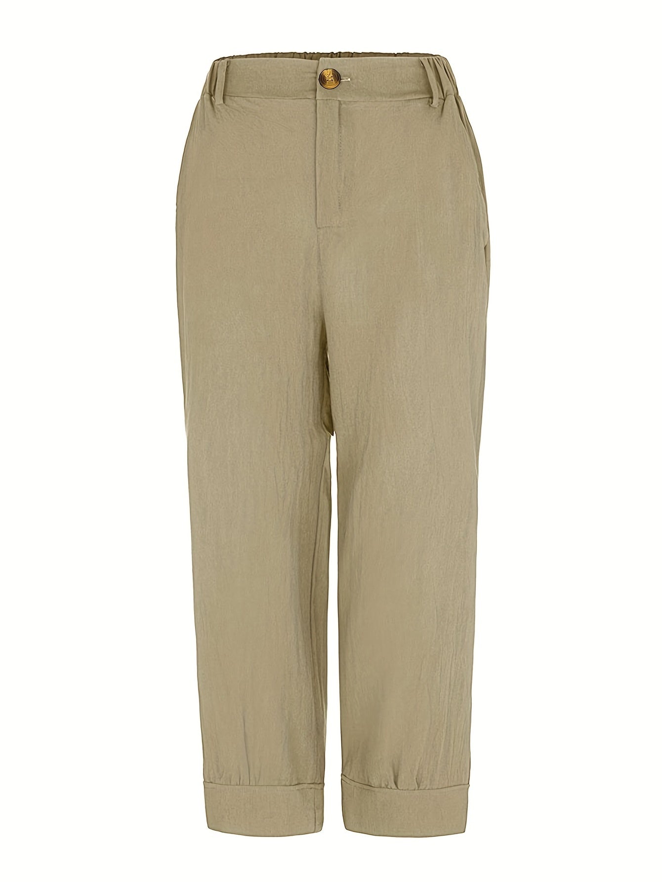 Button Front Cropped Pants for Women