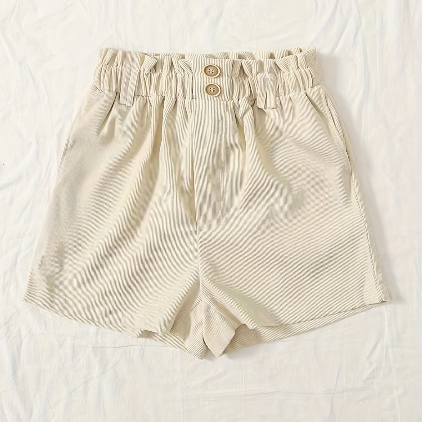 Solid Color Elastic Waist Shorts for Women