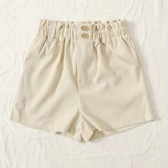 Solid Color Elastic Waist Shorts for Women