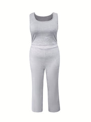 Tank Top & Pants Set Scoop Neck Casual Outfit