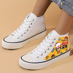 Christmas Cartoon Print Lightweight High Top Canvas Sneakers