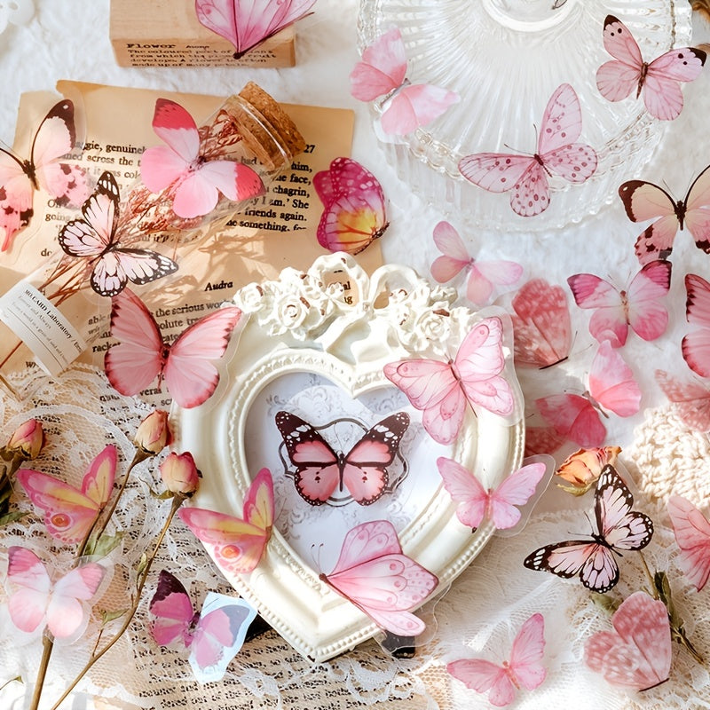 40pcs Butterfly Pocket DIY Decorative Sticker Pack Butterfly Nature Series