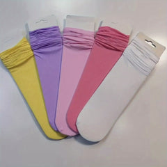 5 Pairs Solid Mid Tube Socks for Women