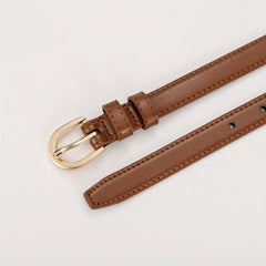 Kids PU Leather Belt with Half Oval Buckle Head