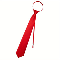 Men's Solid Silk Red Necktie Set For Wedding