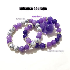 2pcs Amethyst Bracelet Pine Stone Beaded Hand String for Courage