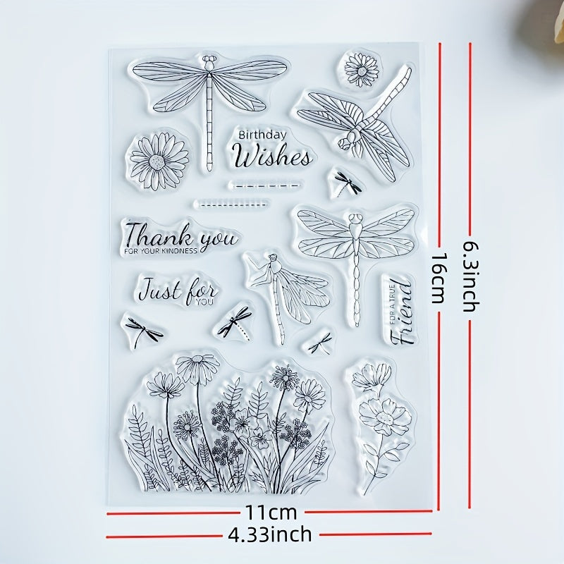 Dragonfly Birthday Transparent Silicone Seal for Card Making & DIY Decoration