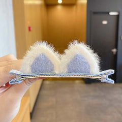 2pcs Plush Cat Ear Hair Clips Girls Sweet Hair Accessories Holiday Gift