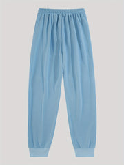 Heart & Paw Print High Waist Pants Casual Elastic Waist Pants