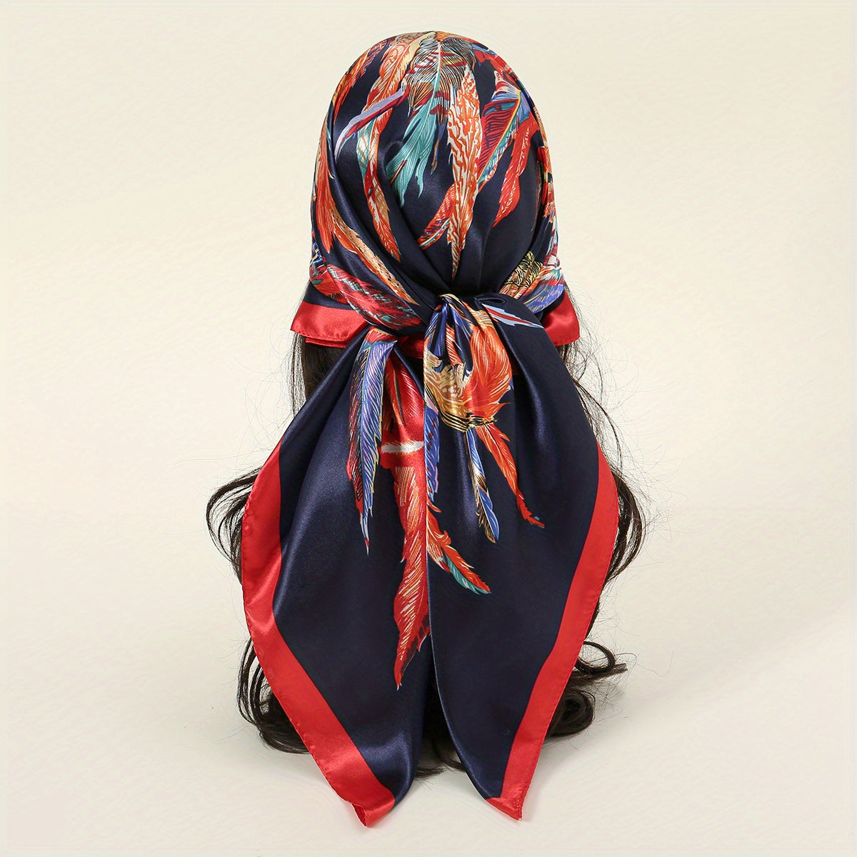 Tribal Crown Print Bandana Boho Silk Square Scarf Head Wrap