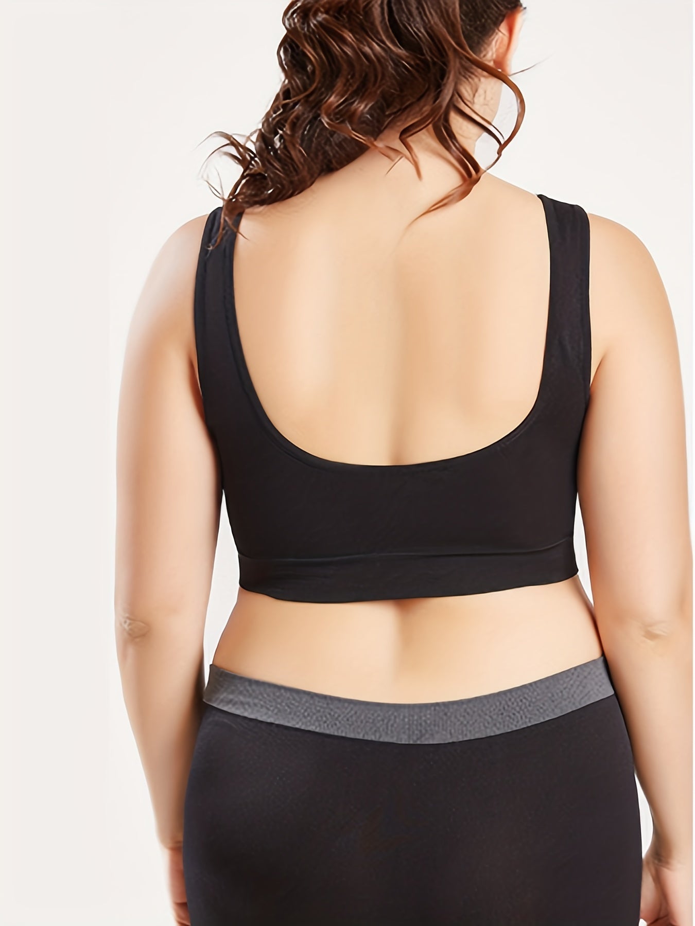 Sports Bra Women's Plus Comfort Solid Wide Straps Seamless Fitness Bra