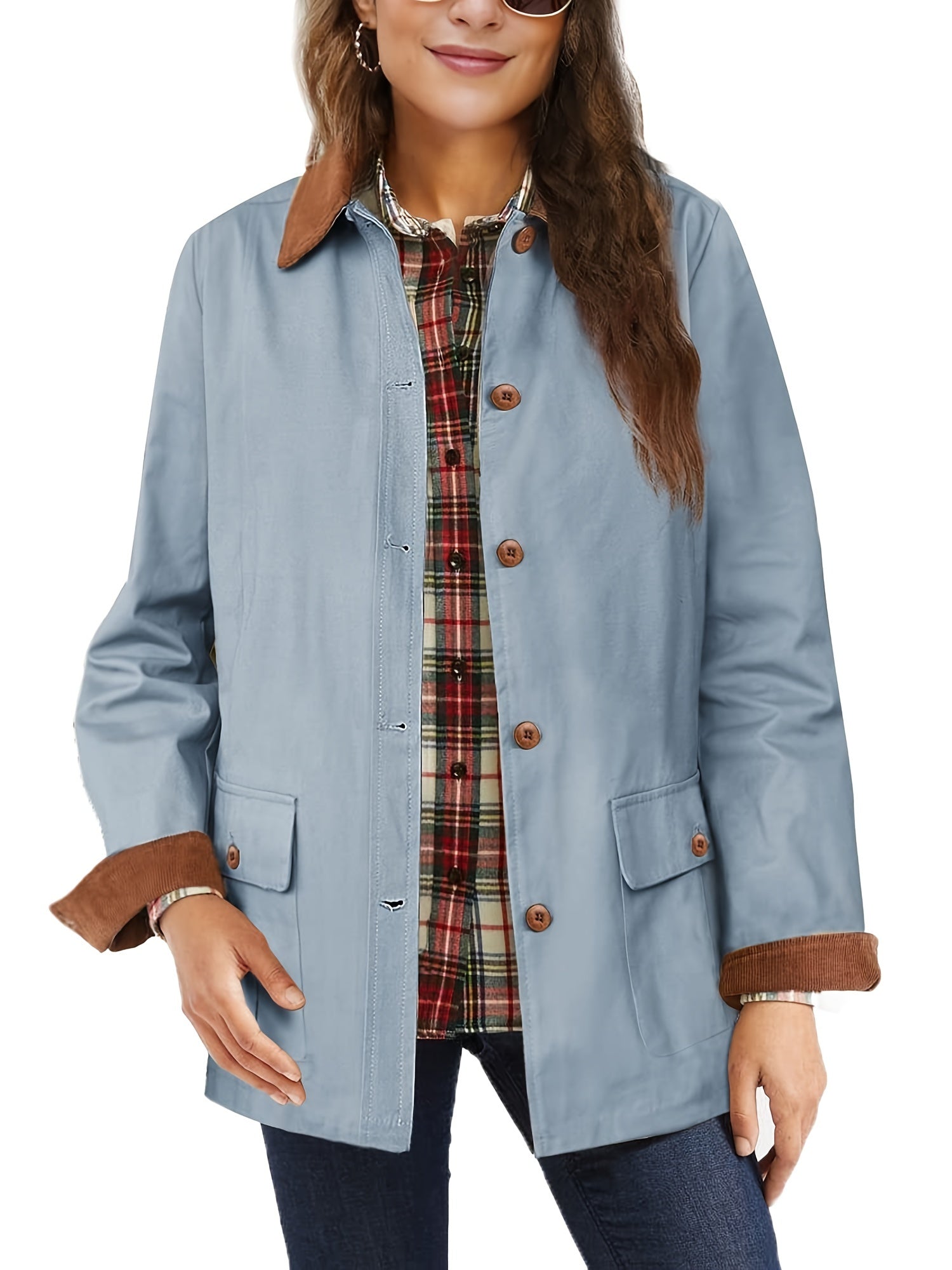 Button Front Jacket Collar Outerwear Spring Fall Women's Clothing