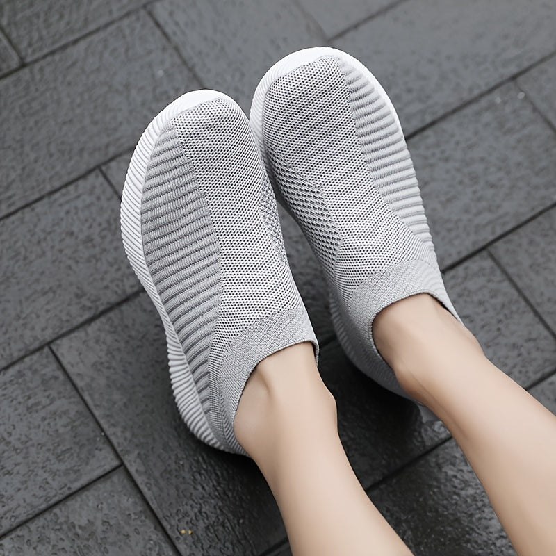 Women's Breathable Knit Sneakers Soft Sole Low Top Casual Shoes
