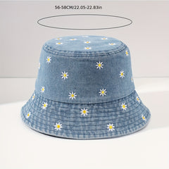Flower Embroidery Fisherman Hat Bucket for Outing