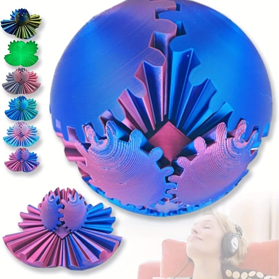 3D Printed Gear Sphere Fidget Toy Relax Spinner - Vibrant Gradient