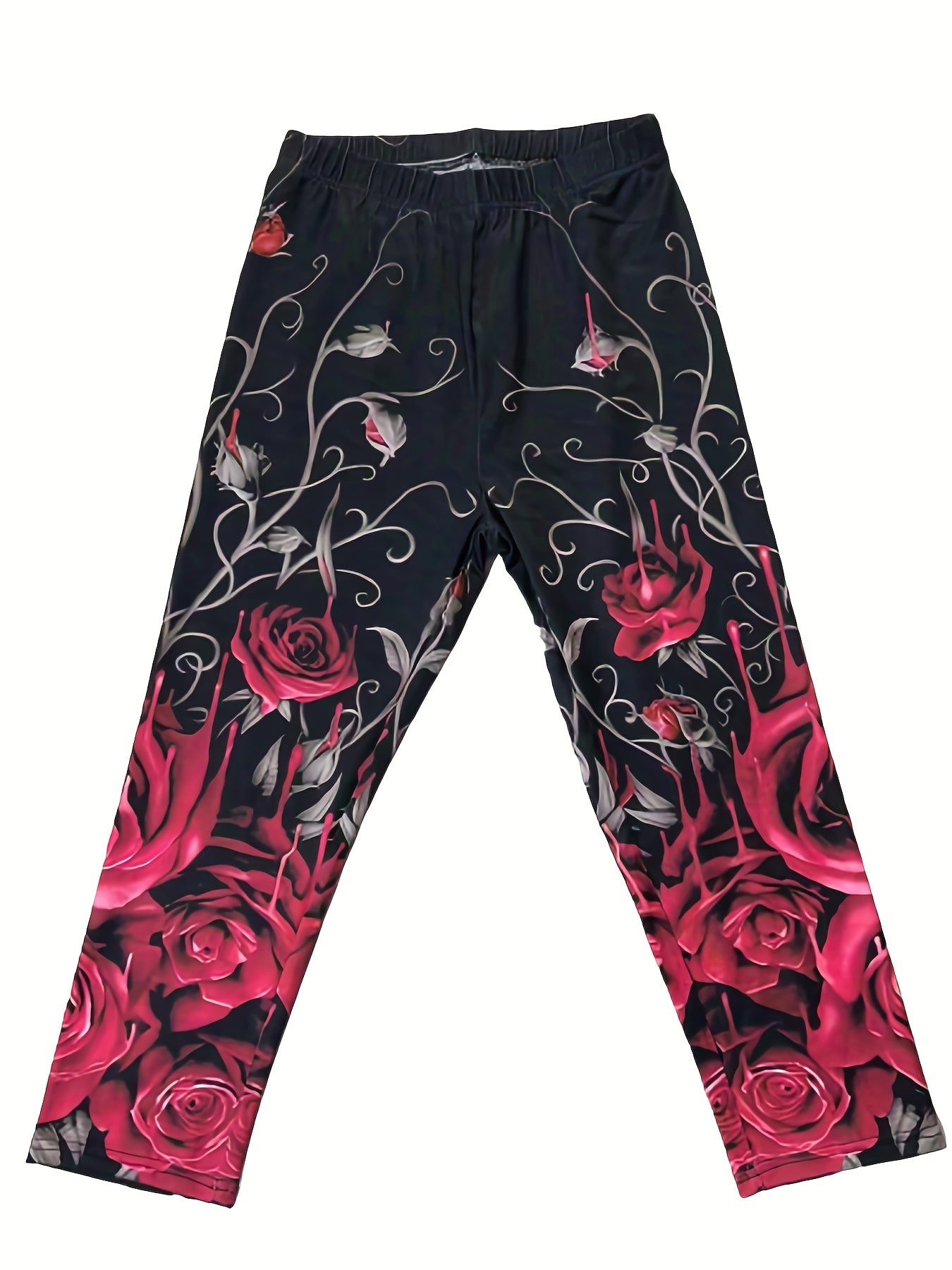 Floral Print Skinny Capris Leggings Women's Clothing