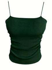 Ruched Spaghetti Strap Sleeveless Cami Top Sexy Summer Women's Clothing