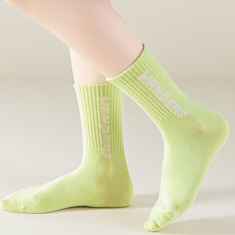 5 Pairs Girls Colorful Crew Socks Soft Skin Friendly Thick Sports S