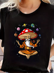 Mushroom Buddha Hippie Fungi Sports T-shirt Crew Neck