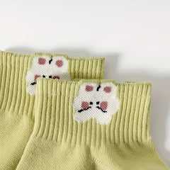 5 Pairs Girls Floral Ankle Socks for Kids Toddlers