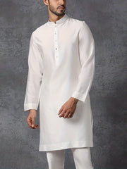 INCERUN Vintage Arab Long Sleeve Shirt Solid Robe Men Stand Collar