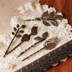5pcs Retro Leaf Pattern Hair Clips for Party