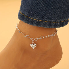 Heart Shape Pendant Chain Anklet with Zircon - Vacation Style