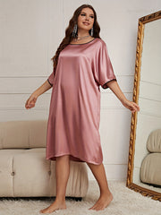 Nightdress Women's Plus Half Sleeve V Neck Slight Stretch Sleep Dress