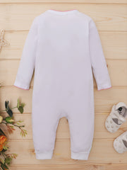 Baby Girls Cotton Long Sleeve Jumpsuit with Floral Print