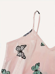 Butterfly Print Pajama Set V Neck Cami Top & Shorts Women's Sleepwear