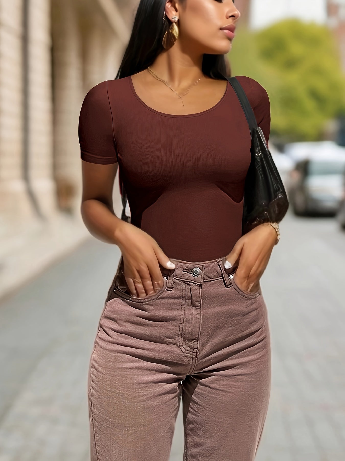 Ribbed Yoga Bodysuit Short Sleeve Jumpsuit
