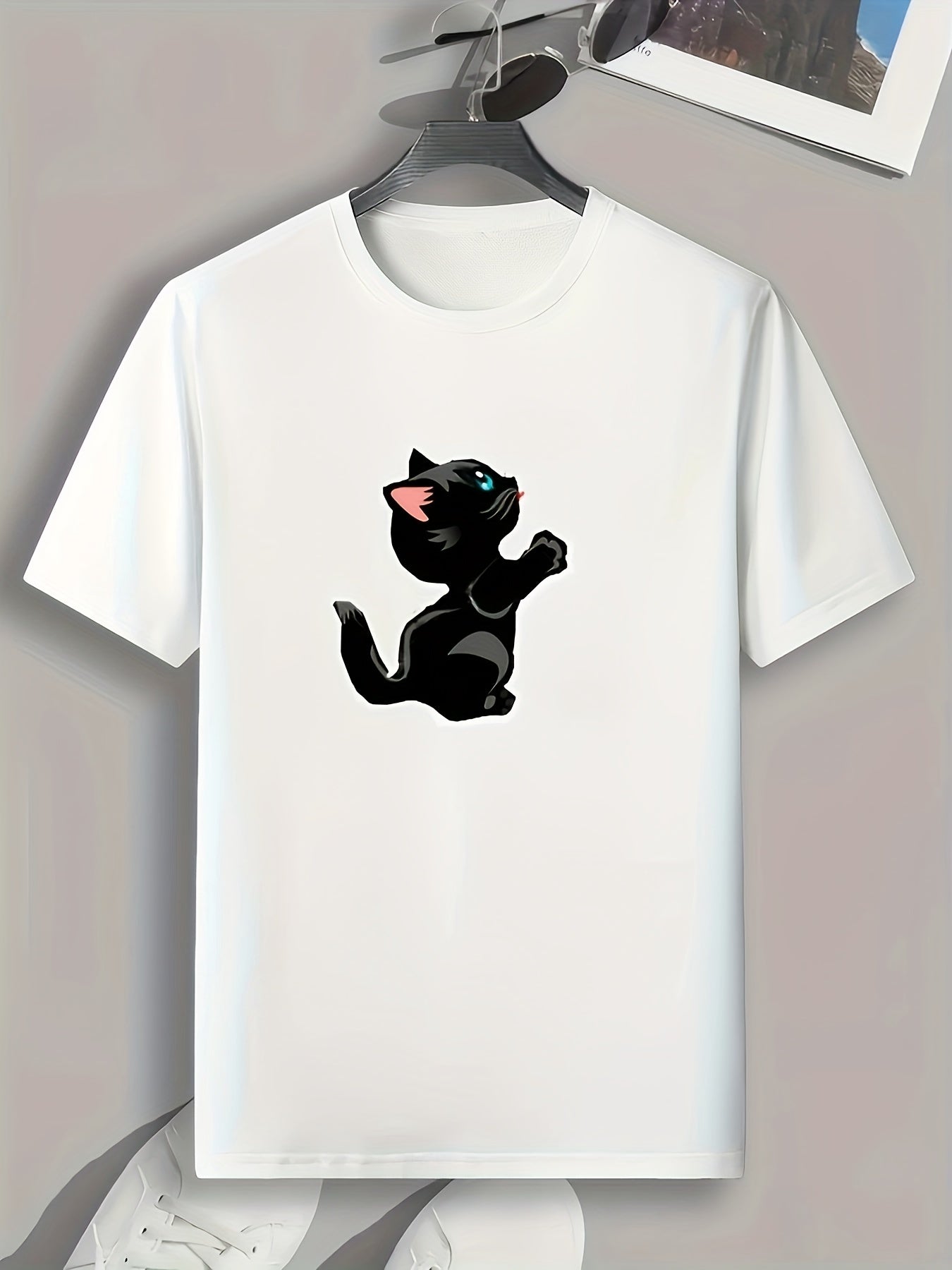 Cat Pattern Print Men's Graphic Tee