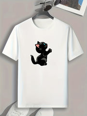 Cat Pattern Print Men's Graphic Tee