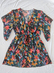 Floral Print Sheer Cove Up High Stretch Sexy Cover Up