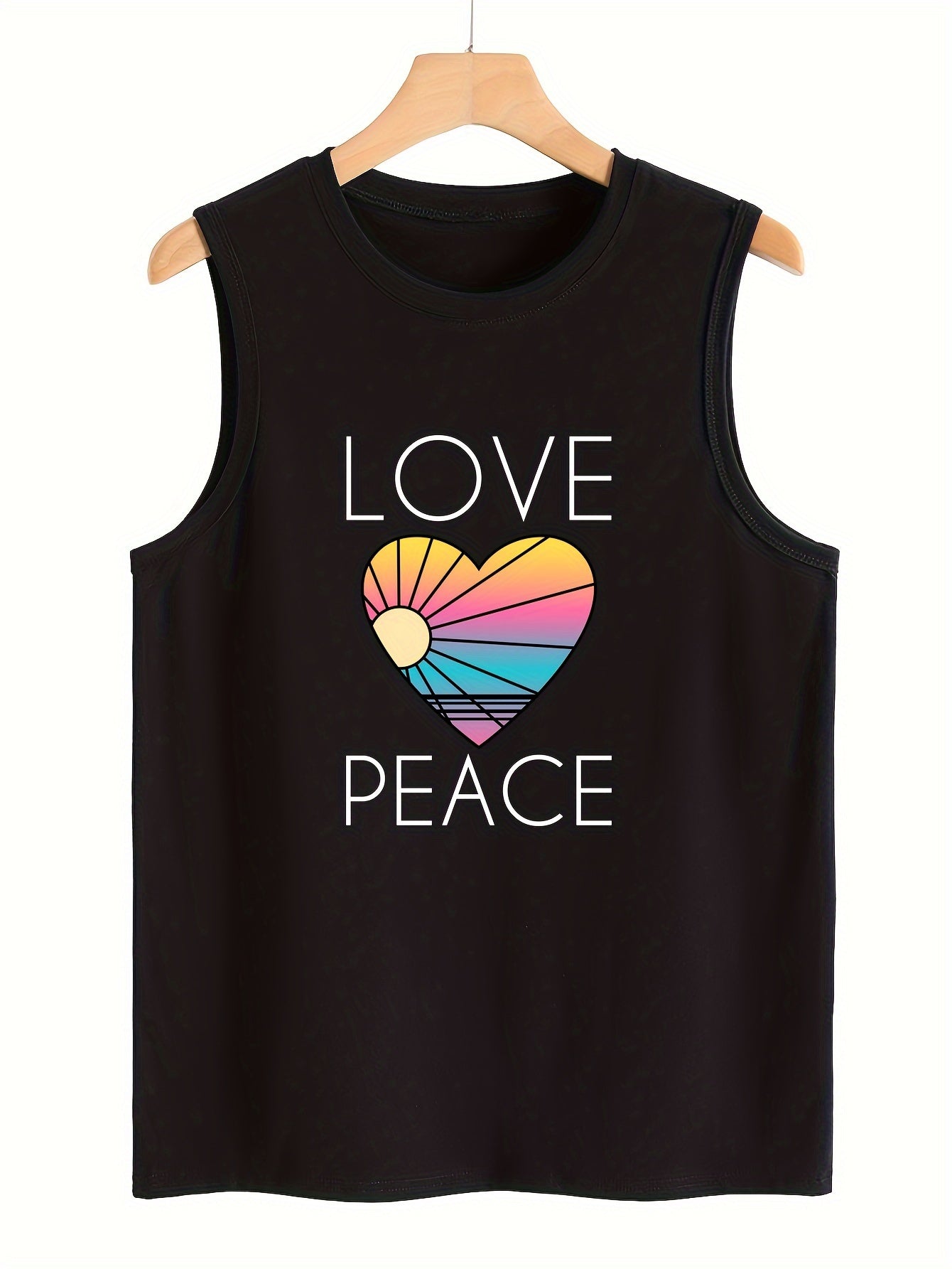 Heart & Letter Pattern Sports Vest Stretchy Top Women's Activewear